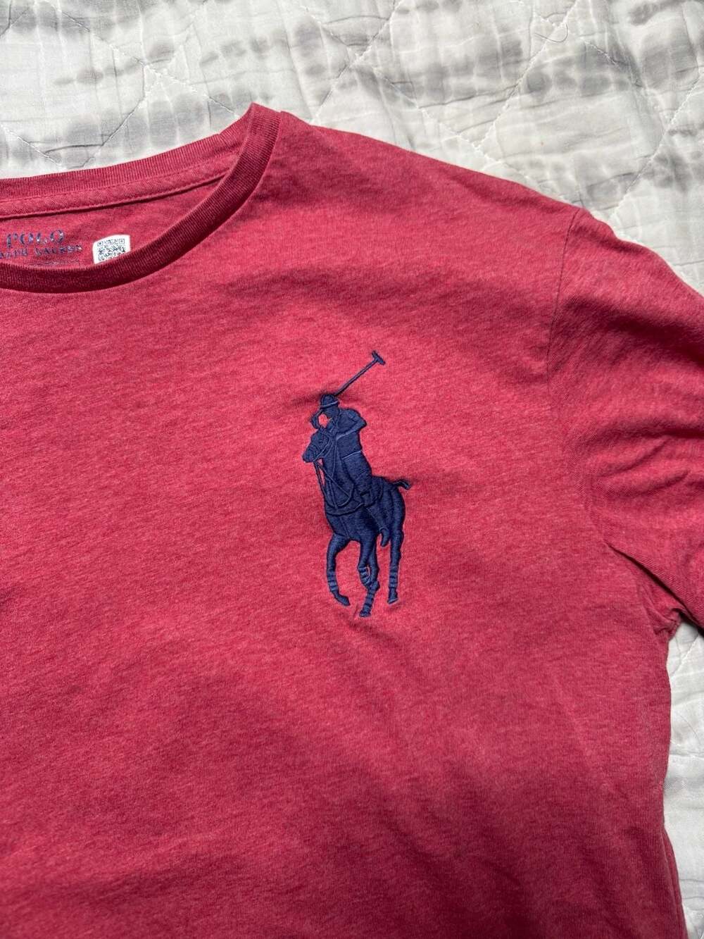 Polo Ralph Lauren Red Salmon Pink Big Pony Crew Neck T-Shirt Mens Medium